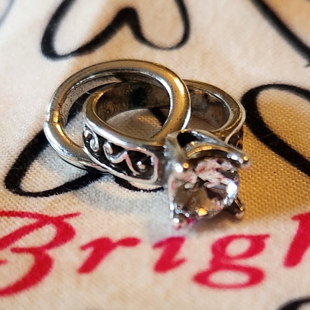 Brighton ABC Diamond Ring hanging charm with crystal detail